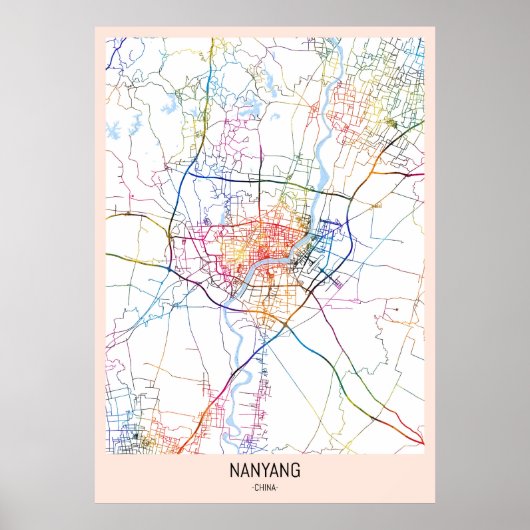 Nanyang China Stadkaart Poster (Voorkant)