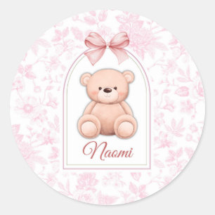 Naomi Aangepaste Roze Teddybeer Nursery Design Ronde Sticker