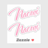Naomi Decoratieve Naam in Roze x2 Sticker (Vel)