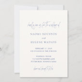 Naomi Denim Blue Typography Modern Wedding Kaart (Voorkant)