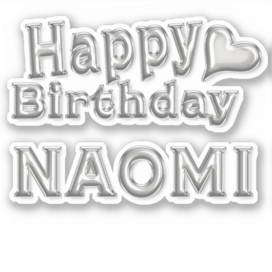Naomi Happy Birthday silver Aufkleber Sticker (Voorkant)