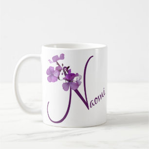 Naomi naam  paarse bloemenpret Koffiemok