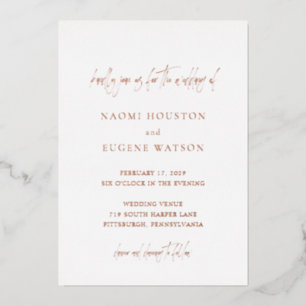 Naomi Typografie Moderne bruiloft Folie Uitnodiging