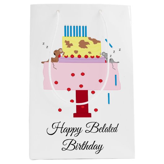 Nap-Belated Birthday Medium Gift Ba Medium Cadeauzakje (Voorkant)