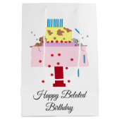 Nap-Belated Birthday Medium Gift Ba Medium Cadeauzakje (Achterkant)