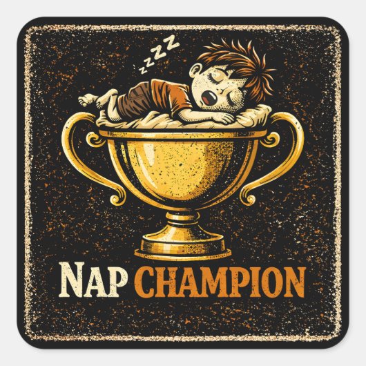 Nap Champion – Elite Sleeping Humor Pride Vierkante Sticker (Voorkant)