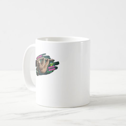 Nap eerst nooit zorgen maken over opknoping luiaar koffiemok (Voorkant links)