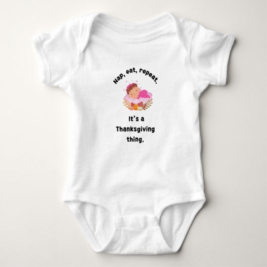 Nap, eet, herhaal Funny Thanksgiving Vakantie Quot Romper (Voorkant)