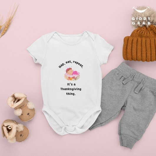 Nap, eet, herhaal Funny Thanksgiving Vakantie Quot Romper