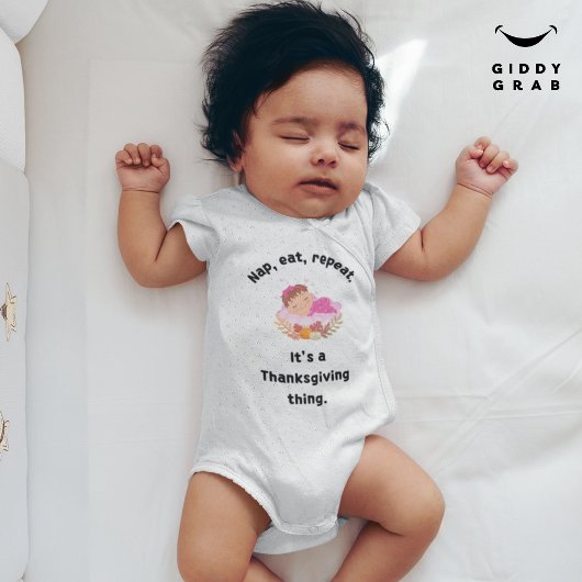 Nap, eet, herhaal Funny Thanksgiving Vakantie Quot Romper