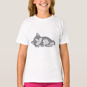 Nap Eet Herhaal T-shirt – Mooie slapende kat grafi