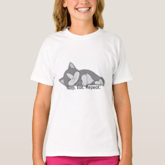Nap Eet Herhaal T-shirt – Mooie slapende kat grafi