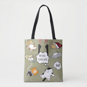"Nap First, Scratch Later" Schattigee slapende kat Tote Bag