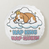 Nap King / Nap Queen Rond Kussen (Voorkant)