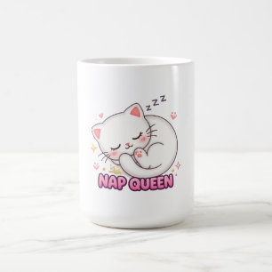 Nap Koningin Kat Sticker   Mooie Slaap Kat Koffiemok