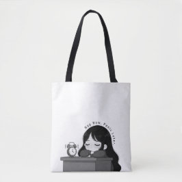 Nap Now Panic Later Relatable Chibi Girl Illustrat Tote Bag