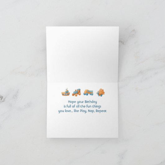 Nap Play Herhaal Fun Toys Aangepast jaar verjaarda Kaart (Binnen)