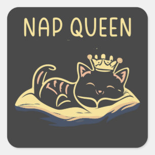 Nap Queen Cat - Omarm katachtige ontspanning Vierkante Sticker