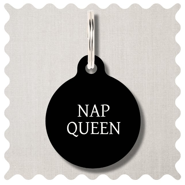 Nap Queen Custom Hond Ronde Pet Tag Huisdierpenning (Cute Nap Queen Dog ID Tag)