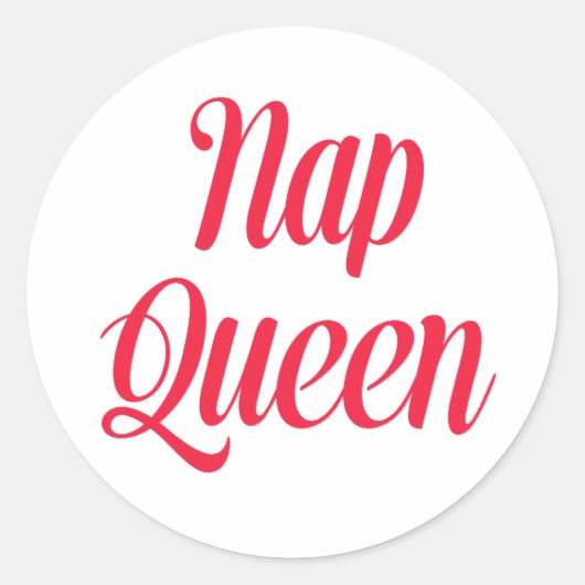 Nap Queen Pink Cherry Red Ronde Sticker (Voorkant)
