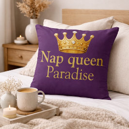 Nap Queen Plum Gold Hot Pink Crown Royalty Kussen