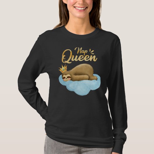 Nap Queen Sloth met Crown Cute Sloth T-shirt (Voorkant)