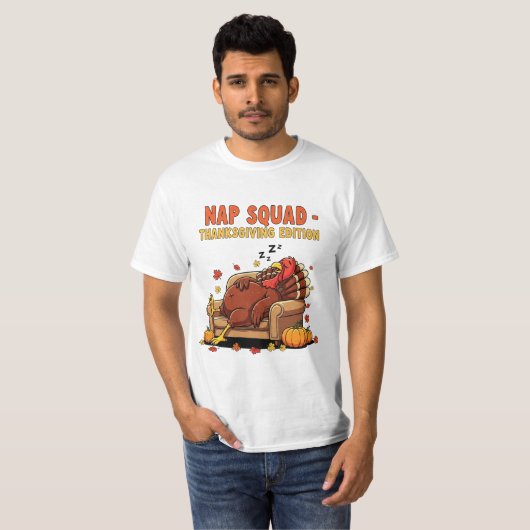 Nap Squad Funny Thanksgiving Turkey Design T-shirt (Voorkant volledig)