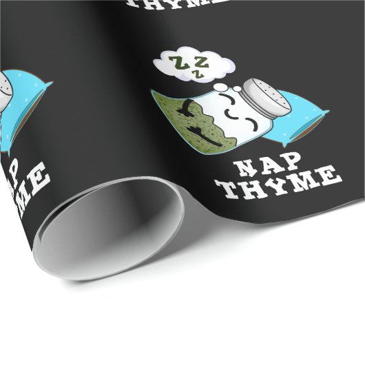 Nap Thyme Funny Sleeping Herb Pun Dark BG Cadeaupapier (Rol Hoek)