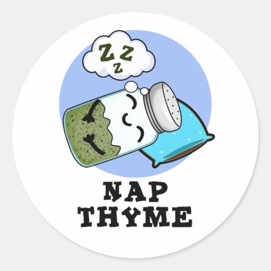 Nap Thyme Funny Sleeping Herb Pun Ronde Sticker (Voorkant)