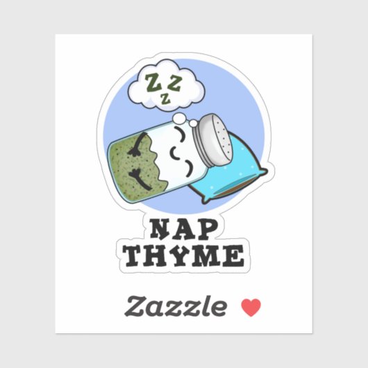 Nap Thyme Funny Sleeping Herb Pun Sticker (Vel)