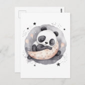 NAP Tijd Waterverf Baby Panda Beer Briefkaart (Voorkant / Achterkant)