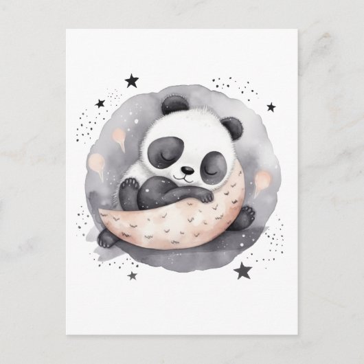 NAP Tijd Waterverf Baby Panda Beer Briefkaart (Voorkant)