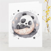 NAP Tijd Waterverf Baby Panda Beer Kaart (Gele Bloem)