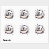 NAP Tijd Waterverf Baby Panda Beer Ronde Sticker (Vel)