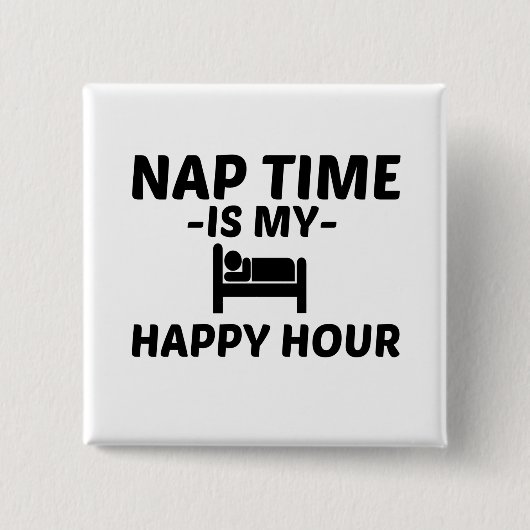 NAP TIME HAPPY UUR VIERKANTE BUTTON 5,1 CM (Voorkant)