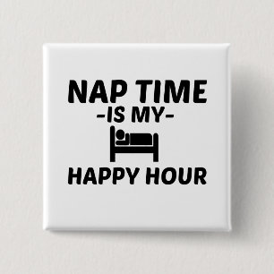 NAP TIME HAPPY UUR VIERKANTE BUTTON 5,1 CM