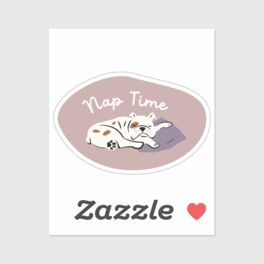 "Nap Time" slapen bulldog beige esthetiek Sticker (Vel)