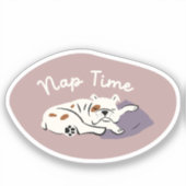 "Nap Time" slapen bulldog beige esthetiek Sticker (Voorkant)