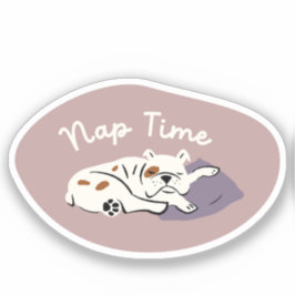 "Nap Time" slapen bulldog beige esthetiek Sticker