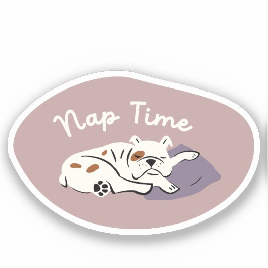"Nap Time" slapen bulldog beige esthetiek Sticker (Voorkant)