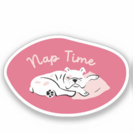 "Nap Time" slapen bulldog kersenbloesem kleur Sticker