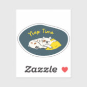 "Nap Time" slapen bulldog marine en gele retro Sticker (Vel)