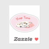 "Nap Time" slapende bulldog lichtroze retro Sticker (Vel)