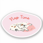 "Nap Time" slapende bulldog lichtroze retro Sticker (Voorkant)