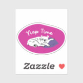 "Nap Time" slapende bulldog magenta en paarse Sticker (Vel)