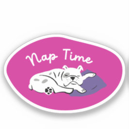 "Nap Time" slapende bulldog magenta en paarse Sticker