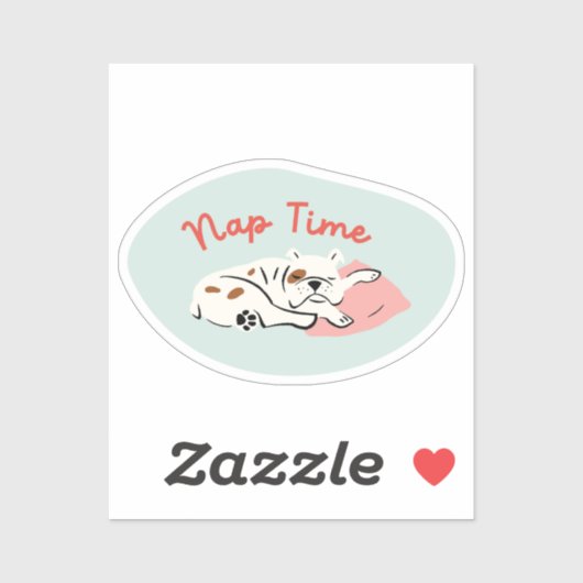 "Nap Time" slapende bulldog mint-green retro Sticker (Vel)