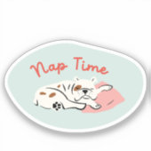 "Nap Time" slapende bulldog mint-green retro Sticker (Voorkant)