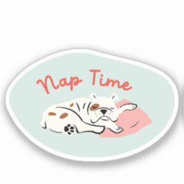 "Nap Time" slapende bulldog mint-green retro Sticker