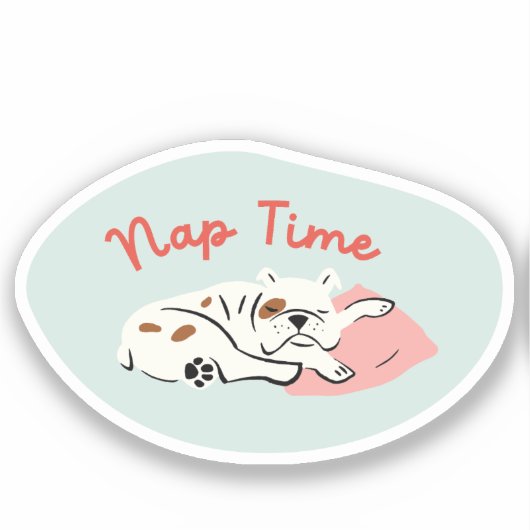 "Nap Time" slapende bulldog mint-green retro Sticker (Voorkant)